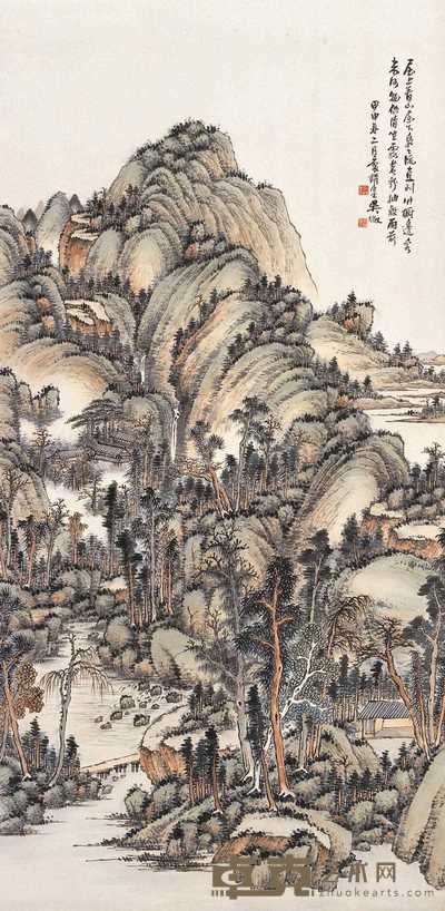 吴徵 署年：甲申(1944) 青山流泉 立轴 137×66.5cm